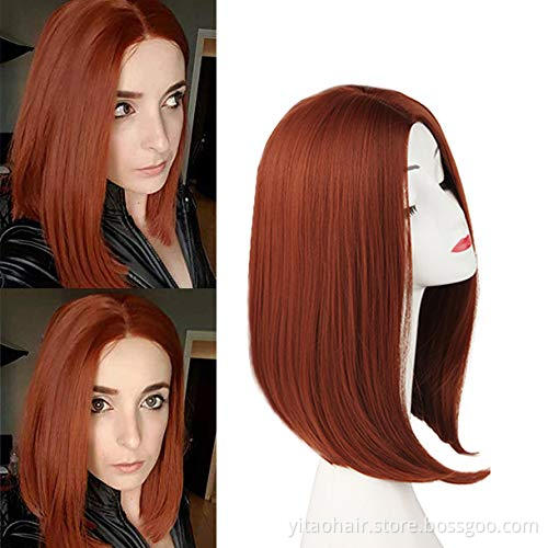 Red Bob Wigs for Women Natural Looking Short Straight Synthetic Wig Copper Color Cosplay Party Halloween Daily Wig